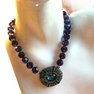 New Heidi Daus IT SUITS YOU Necklace Crystal Large pendant PURPLE BLUE